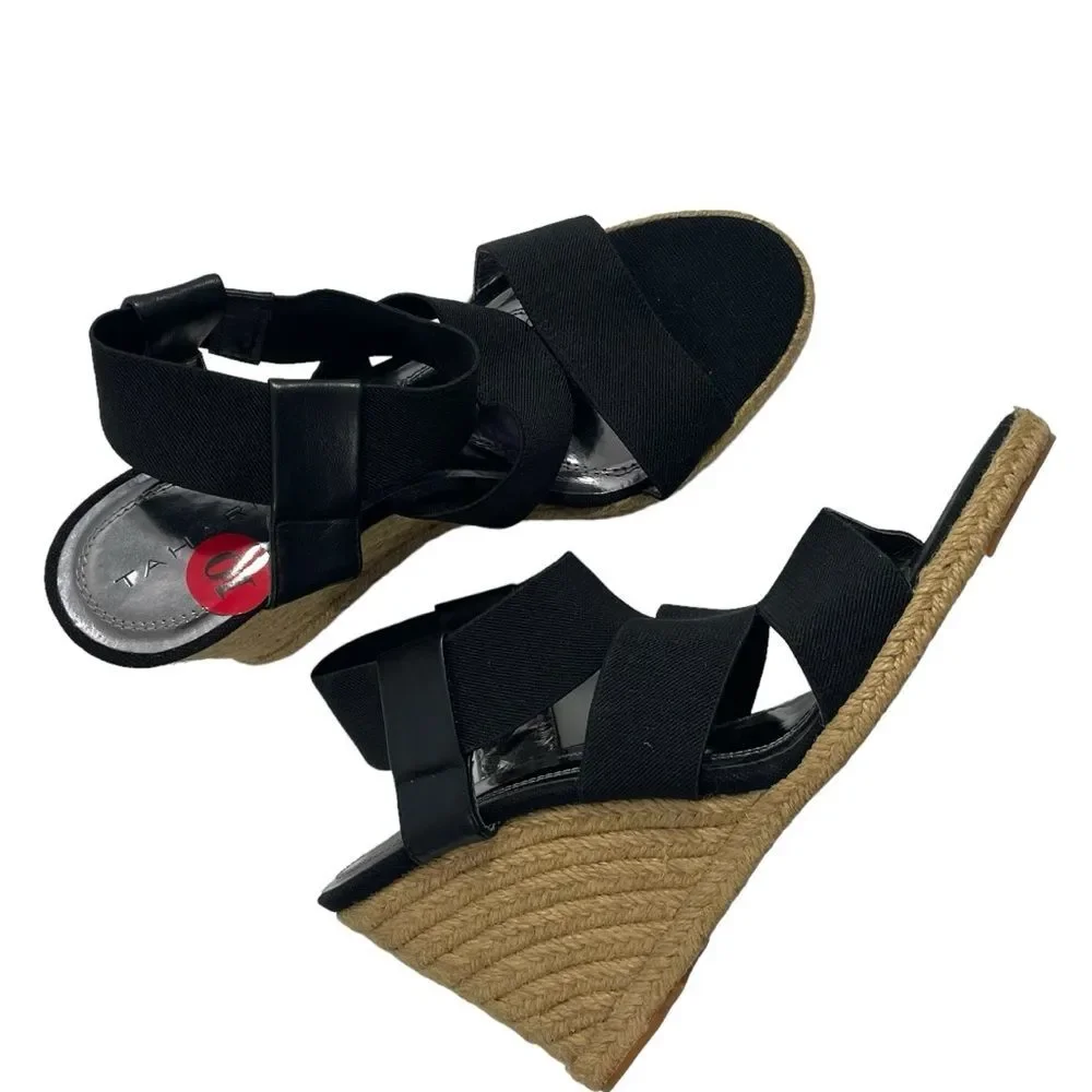 NEW Tahari Wiley‎ Caged Stretch Espadrille Wedge Sandals Size 10 Shoes